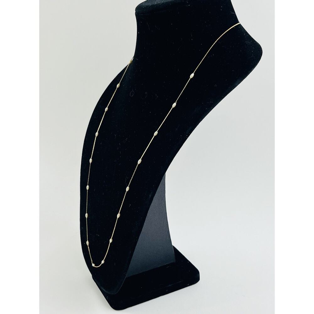 NAPIER Gold Tone Chain Faux Pearl Stations Layering Necklace Dainty Delicate Lon - Picture 7 of 16